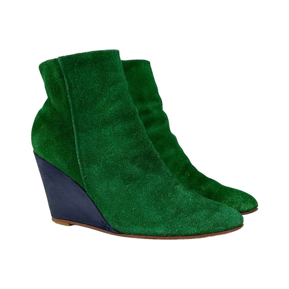 Rachel Comey Green & Blue Teca Suede Leather Ankle Boots Booties sz 8.5